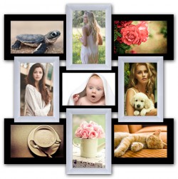 Пластикова мультирамка "Класика" на 9 фото, чорно-біла . Пластикова мультирамка "Класика" на 9 фото, чорно-біла .