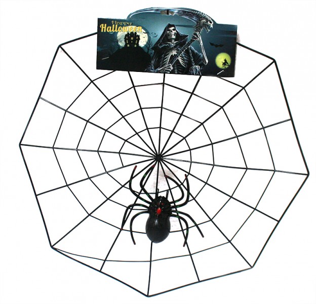 Декор Паутина с пауком пластик Декор Паутина с пауком пластик