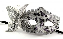Венецианская маска с бабочкой серебро Венецианская маска с бабочкой серебро