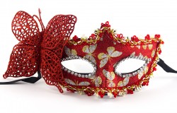 Венеціанська маска з метеликом , червона Венеціанська маска з метеликом , червона