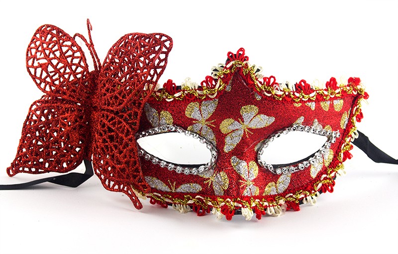 Венеціанська маска з метеликом , червона Венеціанська маска з метеликом , червона