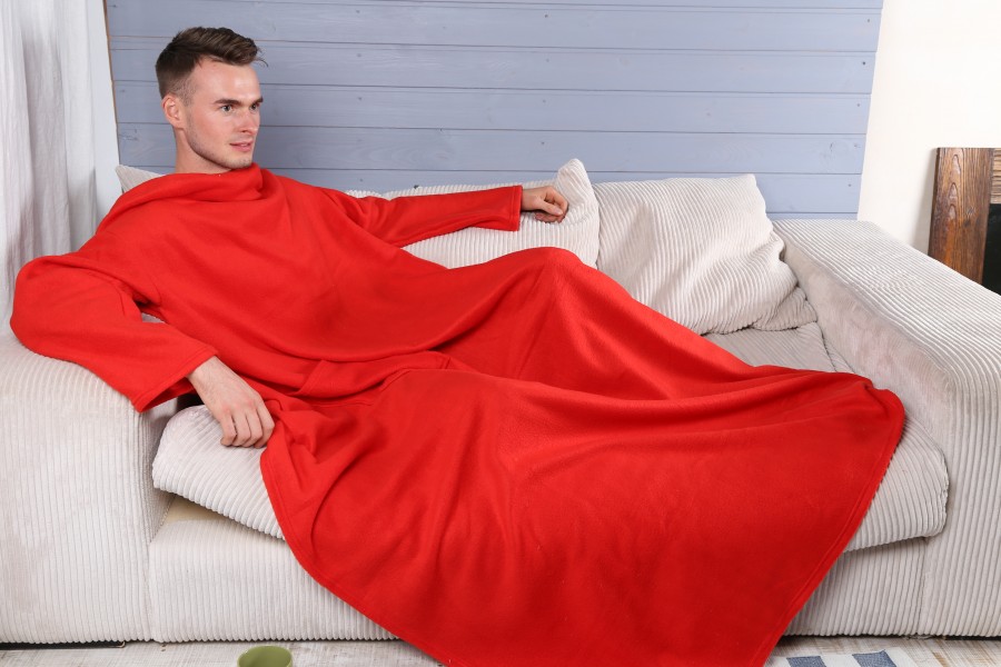 Плед із рукавами із флісу червоний Плед із рукавами із флісу червоний