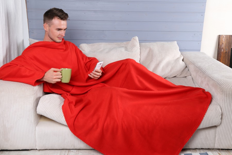 Плед із рукавами із флісу червоний Плед із рукавами із флісу червоний