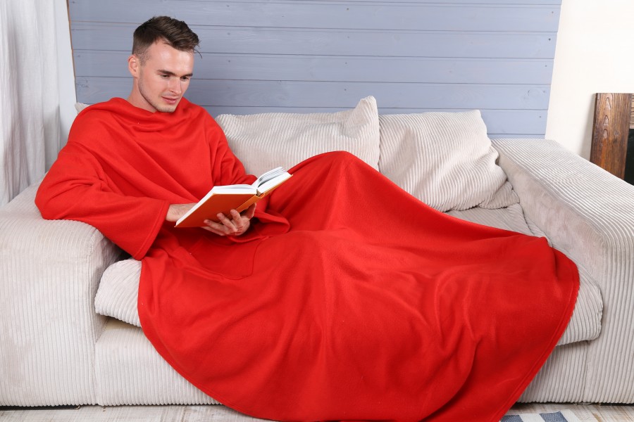 Плед із рукавами із флісу червоний Плед із рукавами із флісу червоний