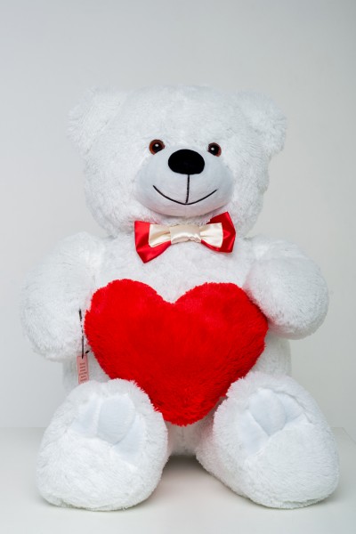Ведмедик з серцем 85 см - білий Ведмедик з серцем 85 см - білий