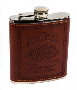 Фляга з нержавіючої сталі, обтягнута шкірою Jim Beam Фляга з нержавіючої сталі, обтягнута шкірою Jim Beam