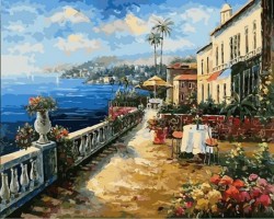 Картина за номерами " Кафе з видом на море " Картина за номерами " Кафе з видом на море "