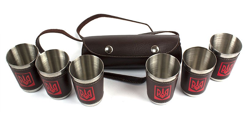 чарки Україна в шкіряному чохлі чарки Україна в шкіряному чохлі