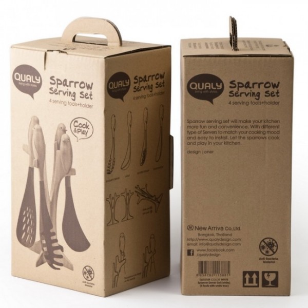 Набір кухонного приладдя Sparrow Serving Set Qualy Зелений Набір кухонного приладдя Sparrow Serving Set Qualy Зелений