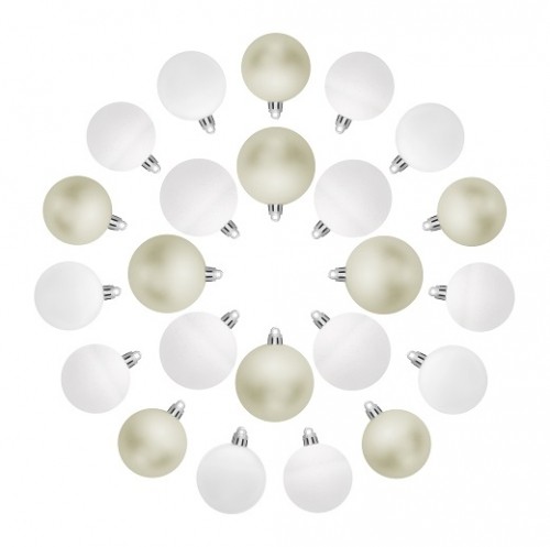 Елочные шарики House of Seasons комплект 23 шт, цвет: микс белый и серебристый Елочные шарики House of Seasons комплект 23 шт, цвет: микс белый и серебристый