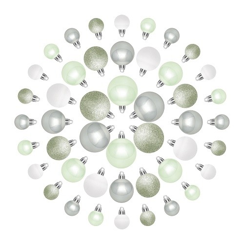 Елочные шарики House of Seasons набор из 46 шт, цвет: оттенки серого Елочные шарики House of Seasons набор из 46 шт, цвет: оттенки серого