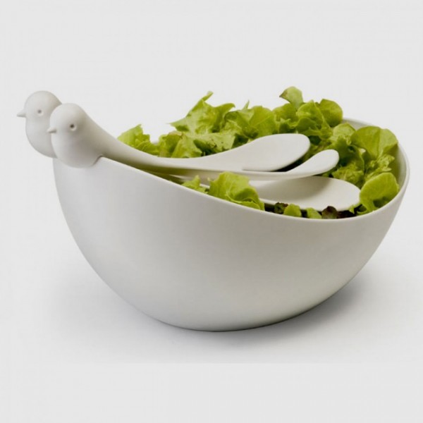 Салатниця з ложками для сервірування Sparrow Qualy Біла Салатниця з ложками для сервірування Sparrow Qualy Біла