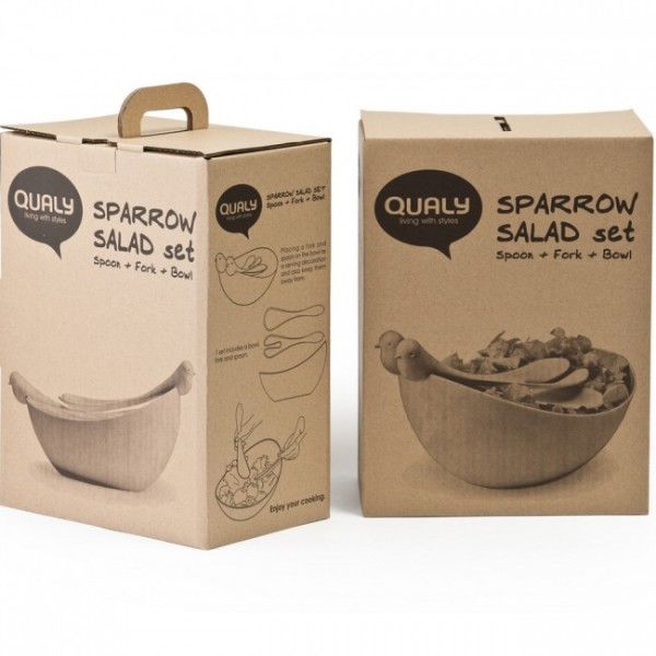 Салатниця з ложками для сервірування Sparrow Qualy Біла Салатниця з ложками для сервірування Sparrow Qualy Біла