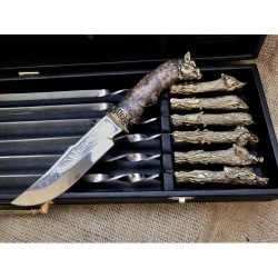 Набор шампуров Охотничий трофей с ножом в кейсе