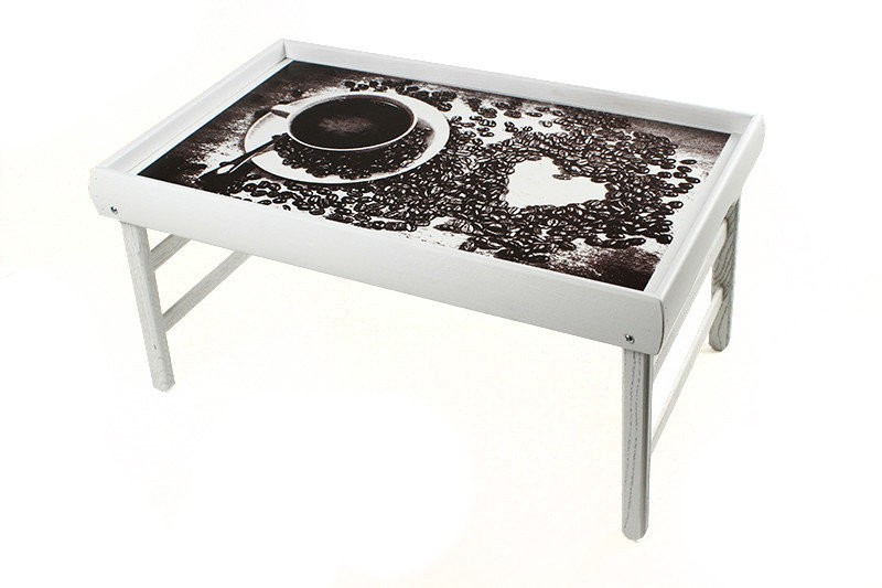 Столик для сніданку в ліжко " Кава та чашка " . Столик для сніданку в ліжко " Кава та чашка " .