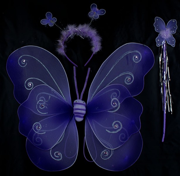 Крылья бабочки двухслойные с тельцем фиолетовые Крылья бабочки двухслойные с тельцем фиолетовые