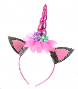 Обруч Единорог с цветочками розовый Обруч Единорог с цветочками розовый