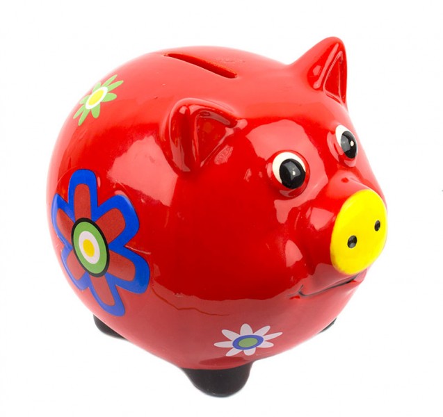 Скарбничка Свин 10 см червоний . Скарбничка Свин 10 см червоний .