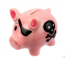 Скарбничка Свинка пірат рожева . Скарбничка Свинка пірат рожева .