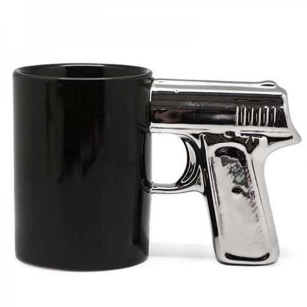 Чашка " Пістолет Чорний " зі срібною ручкою Чашка " Пістолет Чорний " зі срібною ручкою