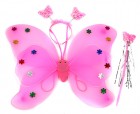 Набор крылья бабочки с цветочками розовые