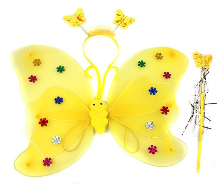Крылья бабочки с цветочками набор желтый Крылья бабочки с цветочками набор желтый