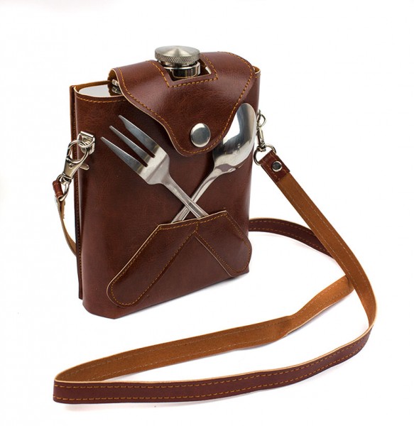 Подарувальна фляга з вилкою та ложкою Подарувальна фляга з вилкою та ложкою