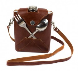 Подарувальна фляга з вилкою та ложкою Подарувальна фляга з вилкою та ложкою