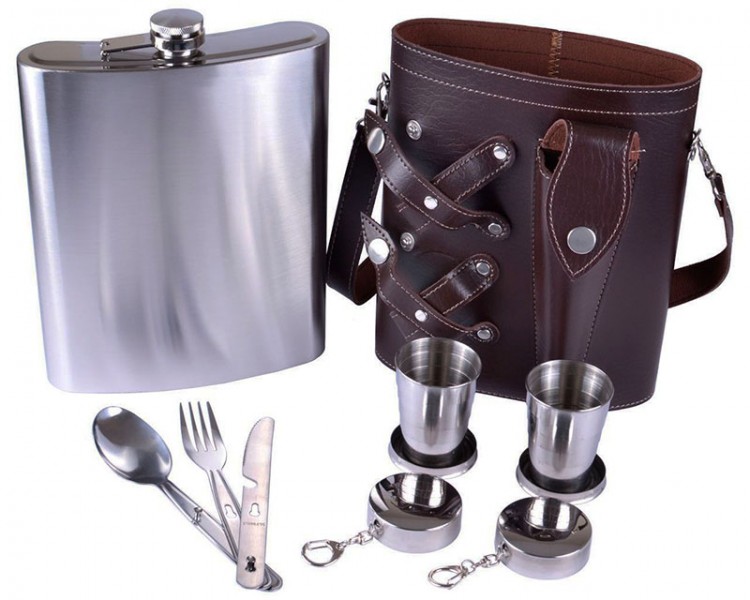 Фляга для алкоголю в шкіряному чохлі Фляга для алкоголю в шкіряному чохлі