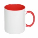 Чашка керамическая бело-красная