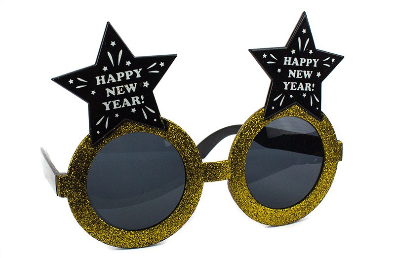 Очки Happy new year звезды золотые Очки Happy new year звезды золотые