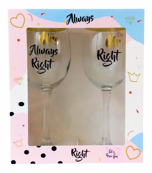 Набір винних келихів MR+MRS рожевий Набір винних келихів MR+MRS рожевий