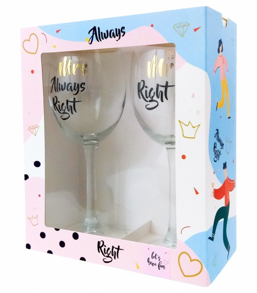 Набір винних келихів MR+MRS рожевий Набір винних келихів MR+MRS рожевий