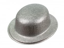 Капелюх Котелок блискучий сріблястий Капелюх Котелок блискучий сріблястий