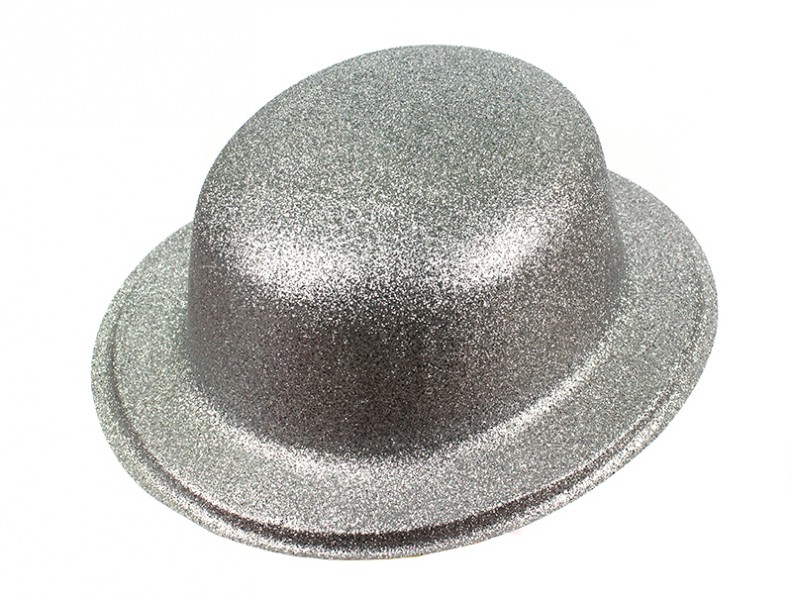 Капелюх Котелок блискучий сріблястий Капелюх Котелок блискучий сріблястий