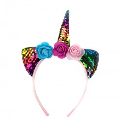 Ободок Единорога пайетки с цветами Ободок Единорога пайетки с цветами