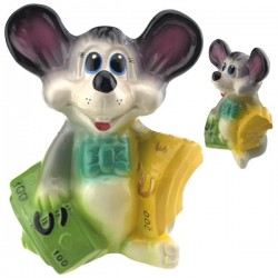 Скарбничка мишка з пачками грошей . Скарбничка мишка з пачками грошей .