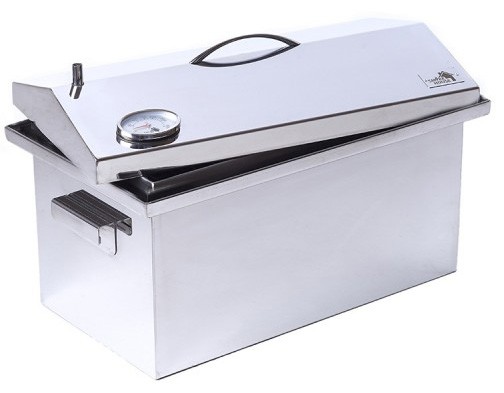 Коптильня з гідрозатвором 520х300х310 кришка "Будиночок" з термометром товщина 2мм Коптильня з гідрозатвором 520х300х310 кришка "Будиночок" з термометром товщина 2мм