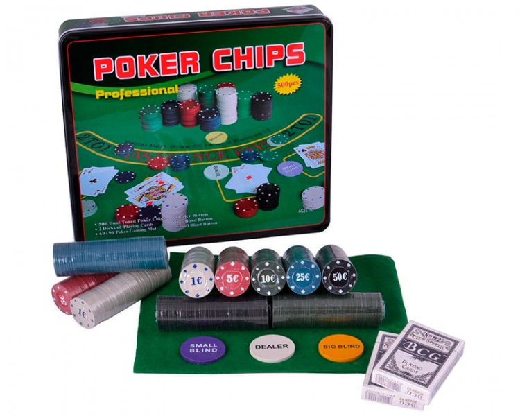 Покерний набір у металевій коробці на 500 фішок Покерний набір у металевій коробці на 500 фішок