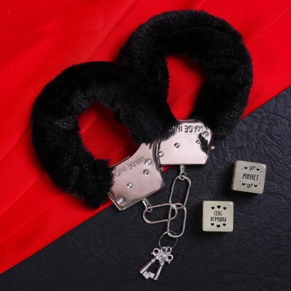 Еротичний набір " 50 оттенков страсти ", 2 кубика, наручники Еротичний набір " 50 оттенков страсти ", 2 кубика, наручники