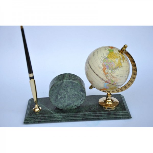 Мармурова підставка з глобусом та годинником Мармурова підставка з глобусом та годинником