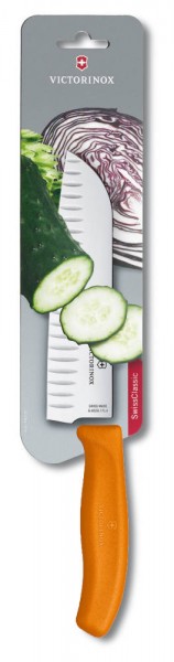 Кухонный нож SwissClassic Santoku 17см рифл. с оранж. ручкой (блистер) Кухонный нож SwissClassic Santoku 17см рифл. с оранж. ручкой (блистер)