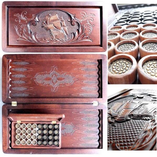 Нарди середні різьблені Корабель Нарди середні різьблені Корабель