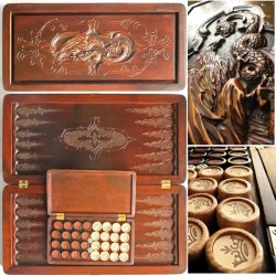 Нарди середні різьблені Орел з драконом Нарди середні різьблені Орел з драконом