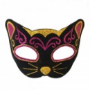 Венецианская маска Кошка фетр (черная с малиновым)