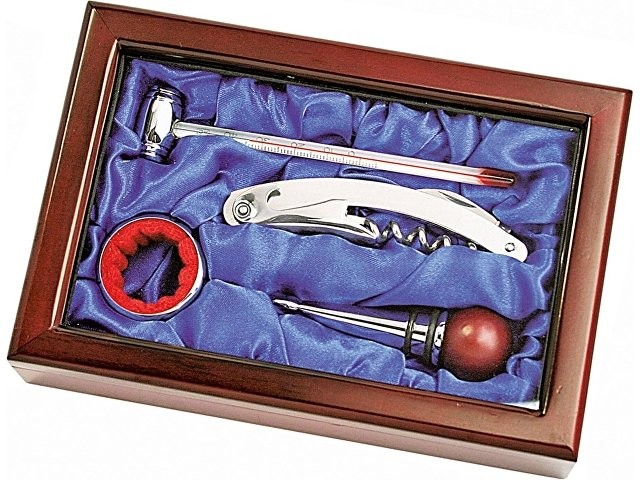 Набір аксесуарів для вина: термометр, комірець на пляшку, пробка, штопор-відкривалка Набір аксесуарів для вина: термометр, комірець на пляшку, пробка, штопор-відкривалка