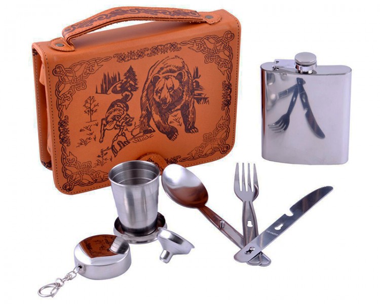 Подарочный набор в кожаной барсетке Охотничий Подарочный набор в кожаной барсетке Охотничий