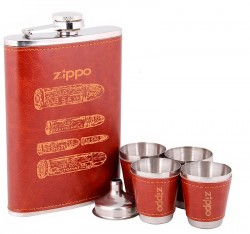 Набір подарунковий з флягою в шкірі зі стаканчиками Zippo Набір подарунковий з флягою в шкірі зі стаканчиками Zippo