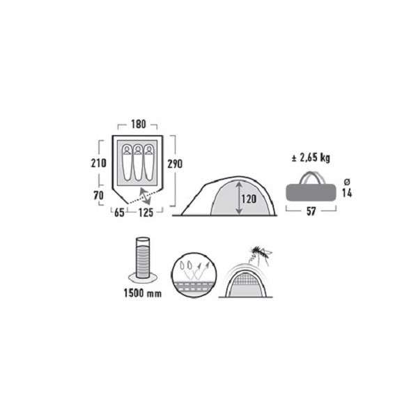 Намет High Peak Kiruna 3 (Blue/Grey) Намет High Peak Kiruna 3 (Blue/Grey)
