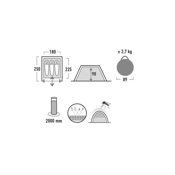 Намет High Peak Boston 3 (Aluminium/Dark Grey) Намет High Peak Boston 3 (Aluminium/Dark Grey)